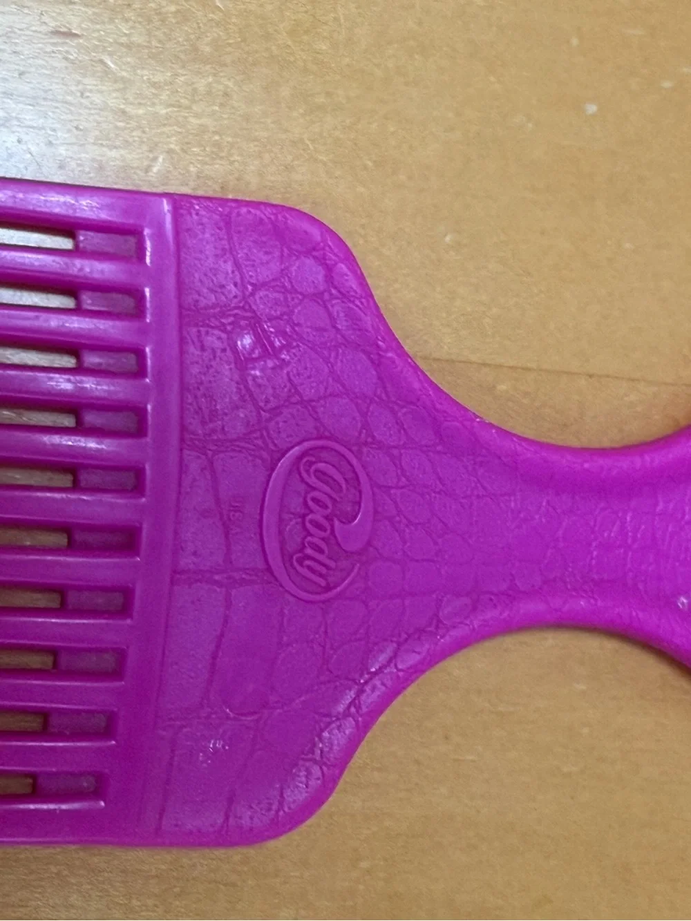 Vintage Goody Hair Pick 6.5” Bright Pink Croc Texture Plastic